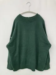 LOWRYS FARM ローリーズファーム ニット/セーター F グリーン コットン 無地 刺繍 ミドル丈 長袖 クルーネック(丸首)