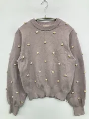 MAJESTIC LEGON マジェスティックレゴン ニット/セーター M パープル ナイロン ニット ドット柄 ミドル丈 長袖 クルーネック(丸首)