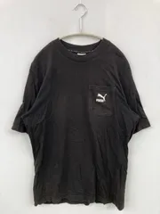 PUMA プーマ Tシャツ/カットソー S ブラック 無地 ワンポイント ブランドロゴ ミドル丈 半袖 クルーネック(丸首)