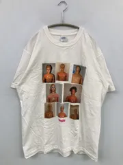 Tシャツ/カットソー L ホワイト 前面プリント ミドル丈 半袖 クルーネック(丸首)