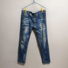 LEFLAH レフラー ペイント加工 スキニーデニムパンツ インディゴ 