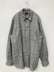 GAP ギャップ シャツ/ブラウス L/G グレー コットン チェック柄 ミドル丈 長袖 レギュラーカラー