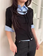 7分シャツ + レイヤードTシャツ セット