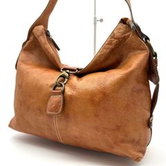 美品✾クロコ型押し レザーショルダーバッグ A4収納可 キャメル 茶色 