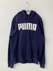 PUMA プーマ パーカー US M ネイビー スウェット 無地 前面プリント ブランドロゴ プルオーバー 長袖