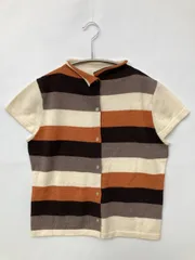 V･I･A･N･T･E ニット/セーター ブラウン ウール・ニット ボーダー柄 ショート丈 半袖 タートルネック/ハイネック