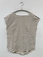 nano universe ナノユニバース Tシャツ/カットソー F アイボリー ボーダー柄 ミドル丈 袖なし ボートネック