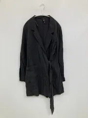 ZARA ザラ その他アウター USA XL ブラック 無地 リボン ミドル丈 フードなし