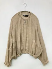 ZARA ザラ ブルゾン USA L ベージュ ナイロン 無地 ショート丈 フードなし ジップアップ