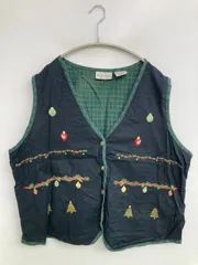 Basic Editions ベーシックエディションズ ベスト EXTRA LARGE ブラック チェック柄 刺繍