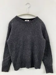 UNIQLO U ユニクロユー ニット/セーター M グレー ウール・ニット 無地 ミドル丈 長袖 クルーネック(丸首)