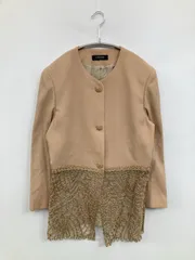 CORDIER コルディエ ノーカラージャケット ベージュ ウール・ニット 無地 レース ミドル丈のサムネイル