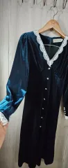 ジュエリーボタン ツアーベルベット レイ ロング丈ワンピース