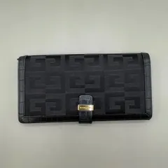 美品　GIVENCHY ジバンシー　長財布　フラップ　ロゴ　総柄　ゴールド金具　レザー　黒　ブラック　vintageのサムネイル
