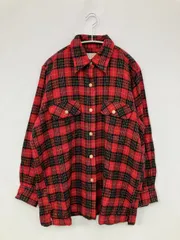 MORE THAN YOU シャツ/ブラウス M レッド チェック柄 ミドル丈 長袖 レギュラーカラー