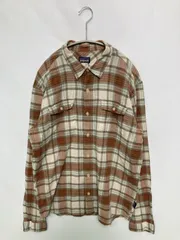 patagonia パタゴニア シャツ/ブラウス M ブラウン コットン チェック柄 ブランドロゴ ミドル丈 長袖 レギュラーカラー