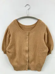 Kastane カスタネ カーディガン/ボレロ F ベージュ コットン ニット 無地 ショート丈 半袖