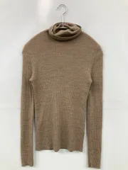 UNIQLO ユニクロ ニット/セーター S ベージュ ウール・ニット 無地 ミドル丈 長袖 タートルネック/ハイネック