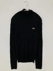 LACOSTE ラコステ ニット/セーター 38 ブラック ウール・ニット 無地 ワンポイント ブランドロゴ ミドル丈 長袖 タートルネック/ハイネック