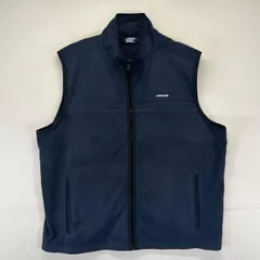 古着 ランズエンド Lands' End フリース ベスト ワンポイントロゴ フルジップ 薄手 XL  ネイビー系 メンズのサムネイル