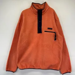 古着 コロンビア Columbia フリース ニット ハーフスナップボタン ワンポイントロゴ プルオーバー アウトドア L  オレンジ系 メンズのサムネイル