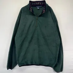 古着 90's/90年代 ノーティカ NAUTICA USA製 フリース ジャケット ハーフジップ ワンポイント刺繍 襟デザイン 2XL  グリーン系 メンズ