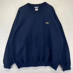古着 リーボック Reebok スウェット プルオーバー クルーネック トレーナー ワンポイント刺繍ロゴ 大きいサイズ 2XL  ネイビー系 メンズのサムネイル