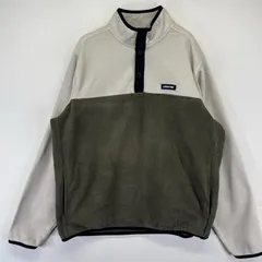 古着 ランズエンド Lands' End フリース ジャケット ロゴ パイピング ツートンカラー L  ホワイト系 ツートン メンズのサムネイル