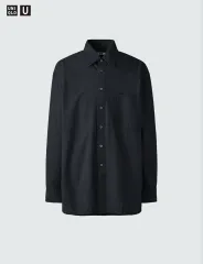 UNIQLO U(ユニクロユー) ロング オーバーサイズ シャツ ブラック L