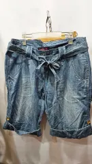 日本輸入 ソフトデニム ベルト付き バミューダパンツ オーバーサイズ ss1