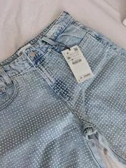 ザラ ZARA ラインストーン デニム パンツ 36 サイズ ズボン