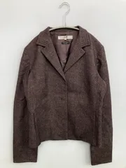 23区 ニジュウサンク テーラードジャケット 38 ブラウン ウール・ニット 合成皮革/人工皮革 無地 ショート丈 フードなし シングル