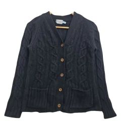 L.L.Bean ダークグレー ケーブルニットカーディガン Mサイズ - メルカリ