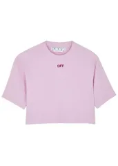 xs オフホワイト OFF スタンプ リップ クロップド Tシャツ ピンクのサムネイル