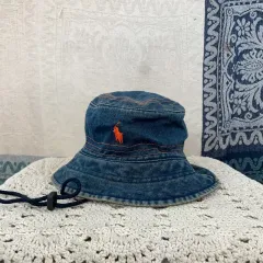 ポロラルフローレン ヴィンテージ オレンジ 刺繍 デニム バケットハット サファリハット 帽子