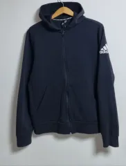 L ) adidas ブラック フードジップアップ