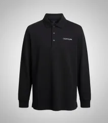 メンズL / カルバン・クライン 起毛 ポロTシャツ BK 9-28