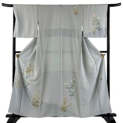 夏着物 呂 付け下げ 花模様 薄水色 グラデーション No.14 - メルカリ