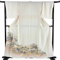 【美品】 色留袖 身丈156.5cm 裄丈68.5cm L 袷 建物 松 金糸 クリーム 正絹 秀品 【中古】のサムネイル