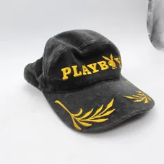 【ベロア】PLAYBOY プレイボーイ キャップ 正規品 フリーサイズ 黒 金刺繍 月桂樹 5パネルのサムネイル