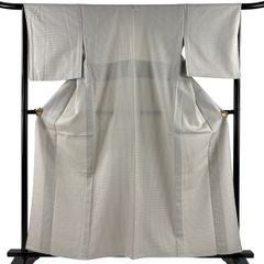 紬 身丈167cm 裄丈70cm L 袷 縦縞 格子 茶色 正絹 秀品 【中古