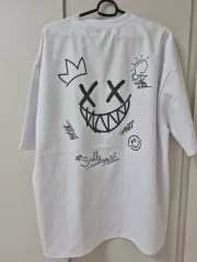 白グラフィティ プリンティング 半袖 Tシャツ