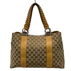 美品GUCCI GG柄/バンブー トートベージュ×ブラウン×ダークブラウン GUCCI(グッチ) トートバッグ GG柄/バンブー 232947 ベージュ×ブラウン