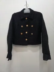 ブラック ツイード ゴールド ボタン ジャケット