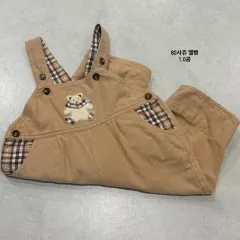 ベージュ クマ ドール CHECK オーバーオール 80サイズ