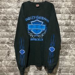 雰囲気◎ 90s XL harley davidson ブルーフレイムロンT - メルカリ