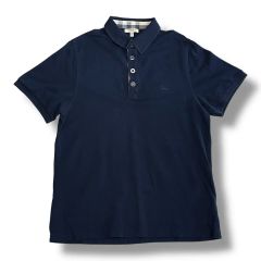 BURBERRY 紺色 鹿子編み 半袖ポロシャツ L - メルカリ