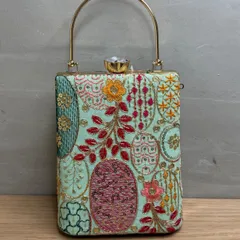 インド刺繍 2WAYクラッチバッグ　グリーン