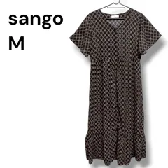 a2510 sango サンゴ ロングワンピース M 総柄 前ボタン 半袖 フレアのサムネイル