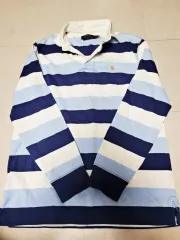 POLO RALPH LAUREN(ポロラルフローレン) スカイブルー ストライプ ラグビーシャツ ホログラムタグ ユニセックス ポール1307